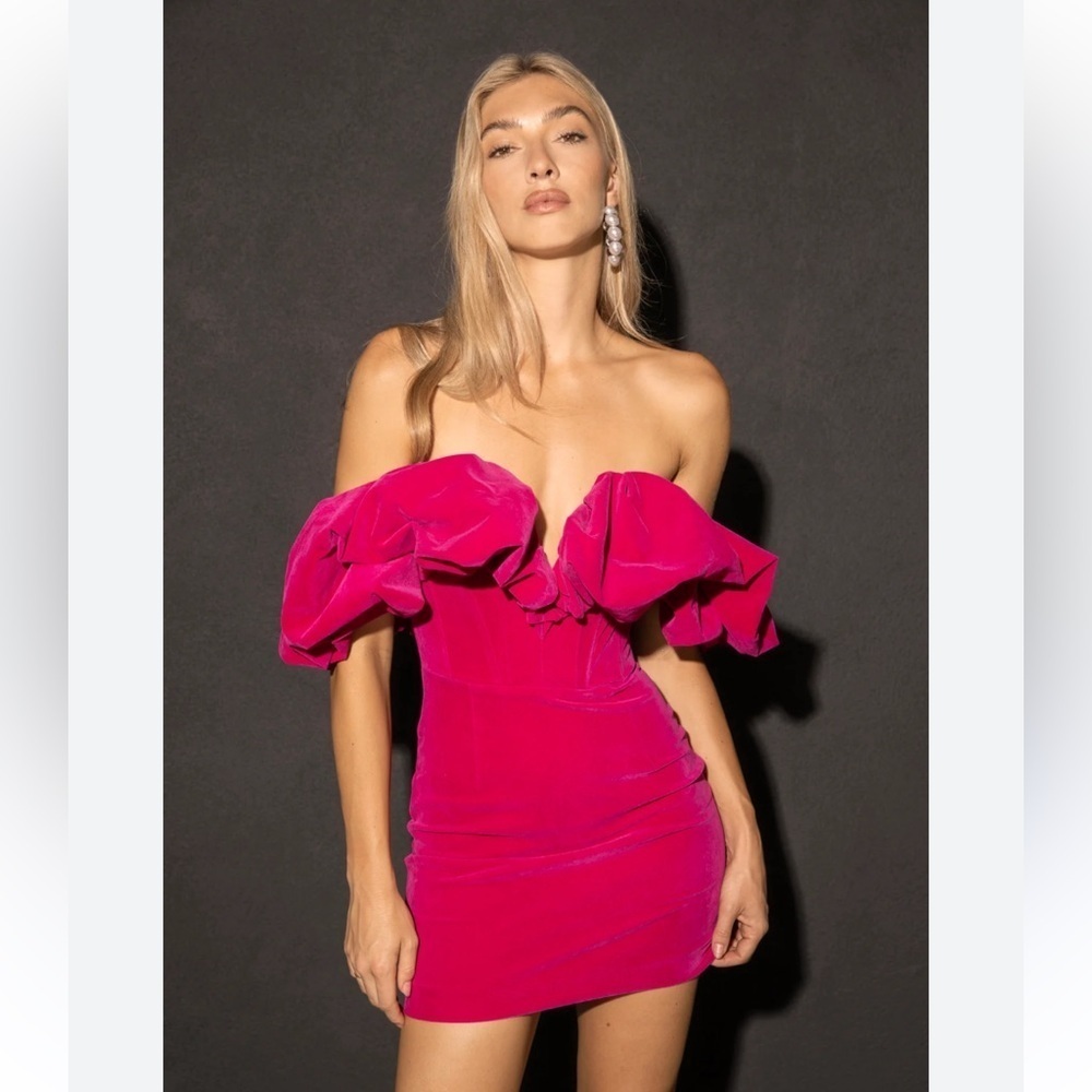 Line & Dot hot pink fuchsia golden hour dress Small